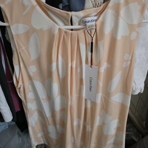 Calvin Klein Peach Floral Dress Shirt